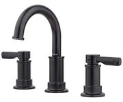 Pfister Breckenridge Matte Black Bathroom Faucet, 2-Handle 8-inch Widespread Bathroom Vanity Faucet with Push and Seal Bathroom Sink Drain, Traditional Bathroom Décor, 3-Hole Bathroom Sink Faucet