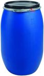 STORM TRADING GROUP Extra Large 220 Litre Plastic Blue Open Top Storage Barrel Drum Keg with Lid and Latch Ring, UN Approved, Grade for Shipping, Air Tight