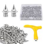 100 PCS 1/4 Inch Track Spikes, Replacement Spikes for Running Shoes Stainless Steel Track and Cross Country Spikes with Spike Wrench