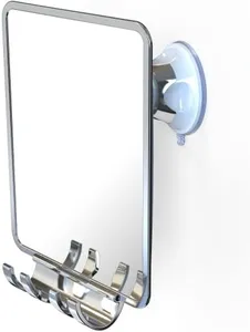 Luxo Shower Mirror, Shower Mirror fogless for Shaving with a Removable Razor Holder - Shaving Mirror for Shower with a Powerful Suction Cup - Shatterproof fogless Mirror for Shower