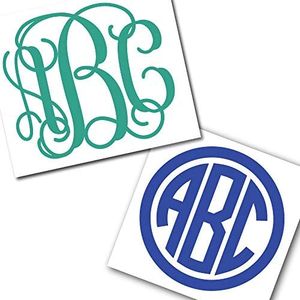 Custom Personalized Vine or Circle Monogram Initials Sticker Decal Compatible with Cups, Laptops, Tumblers, Car Windows (Glitter Available)