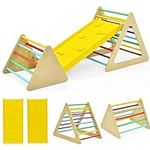 Maxmass 3 in 1 Kids Climbing Frame, Wooden Children Climber with Slide Ramp, Indoor Outdoor Toddler Climbing Ladder for 3 Years Old+ Boys Girls (Colorful)