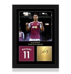 WIN FC Ollie Watkins A4 Framed Photo Display - Reproduced Digital Signature - Gift For Aston Villa Fans