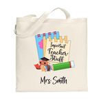 EnvyFone Personalised Important Teacher Stuff - School Gift Tote Bag Work Leaving Collage Nursery