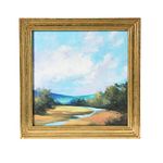 15.75" Square Watercolor Nature Landscape with Solid Wood Frame