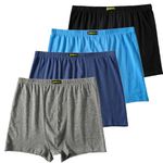 AUTUCAU Cotton Men's Boxer Shorts Underwear,Plus Size Boxer Brief, Loose Fit Soft Stretchy Trunks 4 Pack