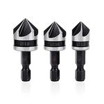 Mass Pro 3Pcs High Carbon Steel Countersink Bore Set Wood Plastic Chamfer Bit Round Countersink Drill Set