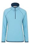 Mountain Warehouse Montana Womens Microfleece - Breathable Ladies Sweater, Quick Drying Pullover, Warm Fleece Jacket, Half Zip - For Spring Summer, Travelling, Outdoors Blue 22