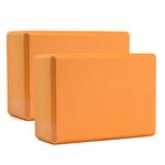 SK Depot™ Yoga Block (Set of 2) - Supportive Latex-Free EVA Foam High Density Soft Non-Slip Surface for Yoga, Pilates, Meditation,Balance Exercise LxWxH :9"x3"x6" (Orange)