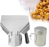 CNQLIS Popcorn Scoop and Salt Shaker, Stainless Steel Popcorn Scooper French Fry Scoop Serving Spoon for Filling Foods into Bags Boxs, Home Theater Popcorn Machine Accessories