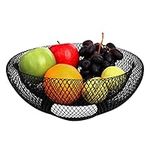 BELLE VOUS Black Metal Wire Fruit Basket - 24cm / 9.45 inch - Decorative Storage Holder Bowl for Fruit, Vegetables & Bread - for Kitchens, Homes, Table Decor Centrepieces and Countertops