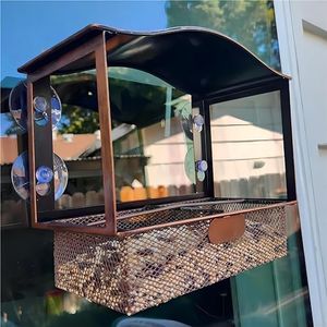 Lilyang Metal Window Bird Feeder, Window Bird Feeders for Outside with Strong Suction Cup, Wild Bird Watching Gift with Superb Bird-Watching View