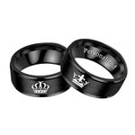 Ihanskio Her King His Queen Couple Rings Crown Promise Rings Matching Engraved Engagement Wedding Valentine's Day Stainless Steel Black, Metal, Cubic Zirconia