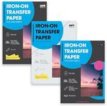 PPD Premium Iron T-Shirt Transfer Paper Dark, Black, Light and White, 50 Sheets (Bundle of 3)