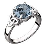GWG Jewellery 925 Sterling Silver Ring with Large Turquoise Blue Stone Graced with Celtic Trinity Knots on Sides – 10 in Gift Box for Women