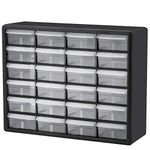 Akro-Mils 24 Cabinet 10724, Plastic Parts Storage Hardware and Craft Cabinet, (20-Inch W x 6-Inch D x 16-Inch H), Black