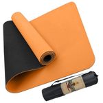 B Fit Premium TPE Yoga Mat - Classic 6 MM Pro Yoga Mat Eco Friendly Non Slip Fitness Exercise Mat with Smart Carry Bag-Workout Mat for Yoga, Pilates and Floor Exercises (ORANGE)