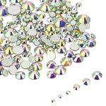 LolliBeads Resin Crystal Round Nail Art Mixed Flat Backs Acrylic Rhinestones Gems,Mix Size 1.5-5 mm, Color AB (1200Pcs)