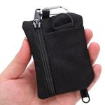 Mini Size EDC Utility Pouch Bags First Aid Pouch Organizer Storage Pouch Waist Pack with Carabiner Tool Pouch Waist Pack EDC Pocket Organizer Tech Organizer Pouch Hanging Pouch(Black)