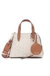 Calvin Klein Women's Millie 2 in 1 Triple Compartment Mini Satchel Crossbody, Vanilla/Khaki/Caramel, One Size