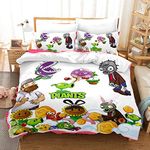 JKZHILOVE Duvet Cover Single bed Plants vs. Zombies 3D Print 100% Soft Microfiber Anti-Allergic Duvet Cover with Zipper Closure for young Trendy Home decro Bedding 140x200cm