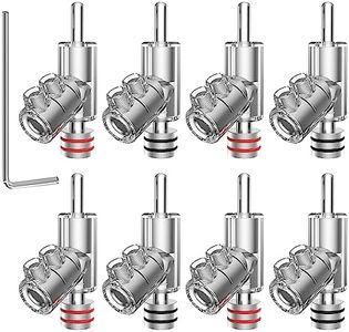 Audiocrast 8 Pcs Stackable Angled Banana Plugs Connector Double Screw Locking Rhodium Plated For Speaker Cable Up To 7mm