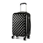 Kono 20" Hand Luggage Lightweight Hard Shell PC and ABS Suitcase 4 Spinner Wheels 360 Degree Rolling Cabin (Small, Black)