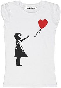 New T-Shirt Donna Fiammata Bambina Palloncino Cuore Idea Regalo Bianco