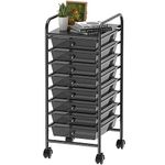 SimpleHouseware 8-Drawer Rolling Storage Utility Cart with Wheels for Office, Black