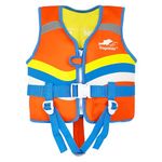 Kids Life Jackets Swim Vest - Toddler Life Vest Learn to Swim, Unisex-Child Swim Trainer Vest with Emergency Whistle & Adjustable Safety Strap (Orange, M)