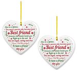 ANLEMIN Christmas Friends Ornaments Personalized Best Friend Heart Shaped Ornament Remembrance Xmas Tree Hanging Sign Decoration Friendship Plaque Tags Crafts Memorial Birthday Gifts (Red Green 2PCS)