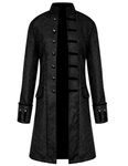 Men's Steampunk Coat Colonial Jacket Vintage Medieval Victorian Costume Tailcoat - black - X-Large