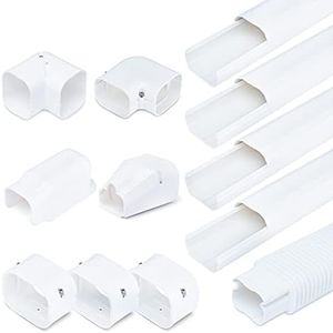 Mini Split AC Line Set Cover Kit, 3" Decorative White Professional Grade PVC Kit Provides 15 FT Line Coverage for Ductless Mini Split Air Conditioners and Heat Pumps