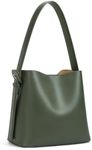 BOSTANTEN Bucket Bag Vegan Leather Shoulder Purses for Women Trendy Adjustable Strap, Green