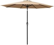 Instahut Outdoor Umbrella 2.7m Beige Pole Stand, Sun Beach Garden Patio Gazebo Shade, Water Resistant and UV Steel Frame Tiltable Shading