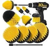 CESITRA 10 Pcs Power Scrub Pads Drill Attachment Set,Power Scrubber Cleaning for Bathroom,Surfaces,Floor,Tile Scrubber Scouring Pads Cleaning Kit,Car Drill Brushes(Drill Not Included,Yellow)