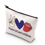 Music Enthusiast Gift Peace Love Olivia Singer Merch for Fandom Girls Zipper Pouch Makeup Bag (Peace Love Olivia-UK)