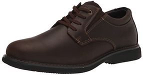 Nunn Bush Men's Otto Plain Toe Oxford Leather Lace Up with Lightweight Sole, Brown, 9 X-Wide