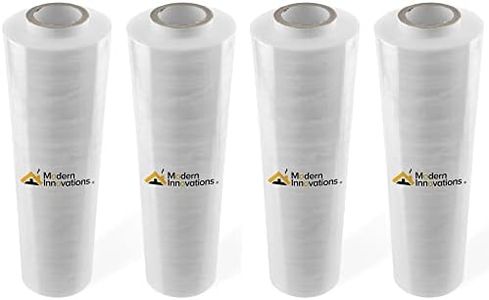 Modern Innovations 15 Inch Clear Stretch Wrap Replacement Roll (4 Refill Rolls-4000 Feet) No Handle, Shrink Wrap for Moving, Packing Supplies for Wrapping Furniture, Plastic Pallet Cling