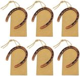 Honbay 6PCS Metal Mini Horseshoes Favors Decorations with Kraft Tags for Wedding Party