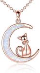 YFN Cat Necklace Sterling Silver Jewelry for Women Girls, Teen Girls Cat Jewelry Gifts for Cat Lovers, Sterling Silver, Cubic Zirconia