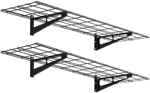 GarveeTech 2-Pack Garage Wall Shelves, 4 x 1 Ft/48" x 12" Heavy Duty Floating Shelves, 150 Lbs Load Capacity Wall Mounted Garage Tool Organizer, Ideal for Workshop, Shed, Black