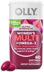 Olly Ultra Women's Multi Softgels, Overall Health and Immune Support, Omega-3s, Pink, 60 Count