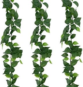 Apeair 3Pcs Artificial Greenery Ivy Vines Kit, 6FT Odorless Silk Ivy Garland, Green Leaves Fake Hanging Plants, for Boho Decor, Home, Classroom, Wall, Party and Wedding Decoration