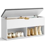 VASAGLE Shoe Bench, Storage Bench with Compartments, Shoe Shelf Padded Seat, White and Gray ULHS21WT