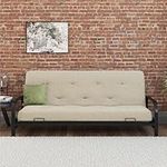 RealRooms Cozey 8" Pocket Spring Coil Futon Mattress, Polyester Linen, Full, Sandy Beige