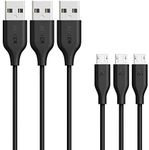 Anker [3 Pack Powerline Micro USB (3ft/0.9m) - Charging Cable for Samsung, Nexus, LG, Android Smartphones and More (Black)