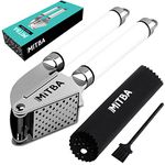 MiTBA Garlic Press set- Professional Stainless Steel Mincer, User Friendly With Non-Slip Handles Easy To Clean, And Highly Durable. Crusher Silicone Tube Peeler & Cleaning Brush Included (White)