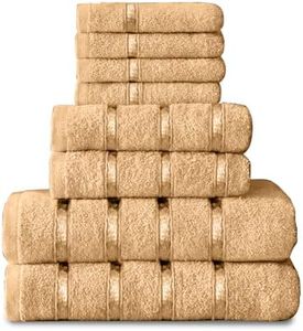 Lot de 8 serviettes en coton égyptien - Serviette pour le visage - Serviette pour les mains - Serviette de bain - Séchage rapide et très absorbante - Serviettes lavables pour salle de bain