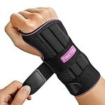 FREETOO Wrist Brace for Carpal Tunnel Relief, Strongest Wrist Support Splint with 3 Stays for Women Men, Adjustable Hand Brace for Sleeping Right Left Hand for Arthritis,Tendonitis,Rose Red(Right,S/M)